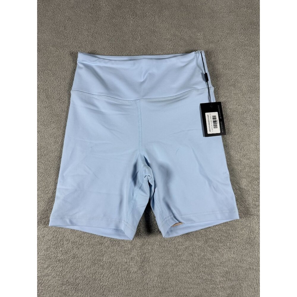 LaHana Active Archer High-Waisted Light Blue Biker Shorts Soft Stretchy Fabric A